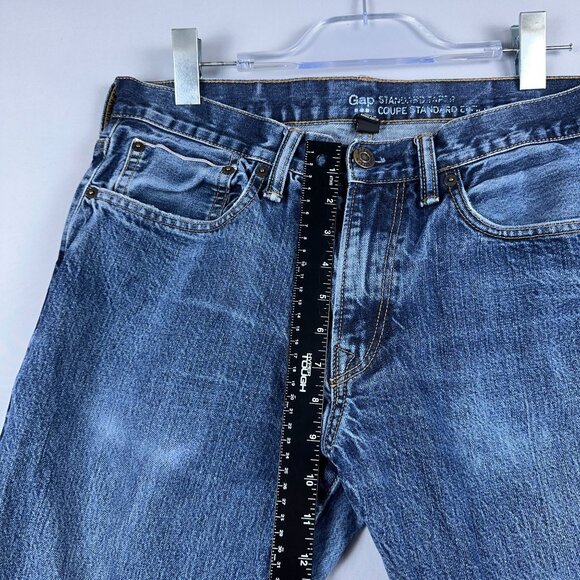 Gap Straight Leg Jeans Womens Size 34/34 Stretch Mid Rise Medium Wash Blue - Picture 10 of 14
